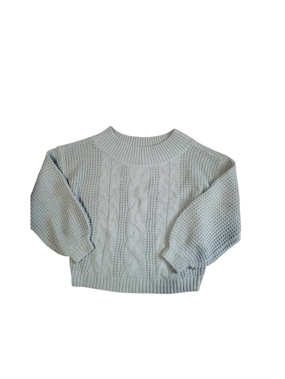 Full Circle Trends Green Crew Neck Crop Cable Knit Pull Over Sweater Size XL